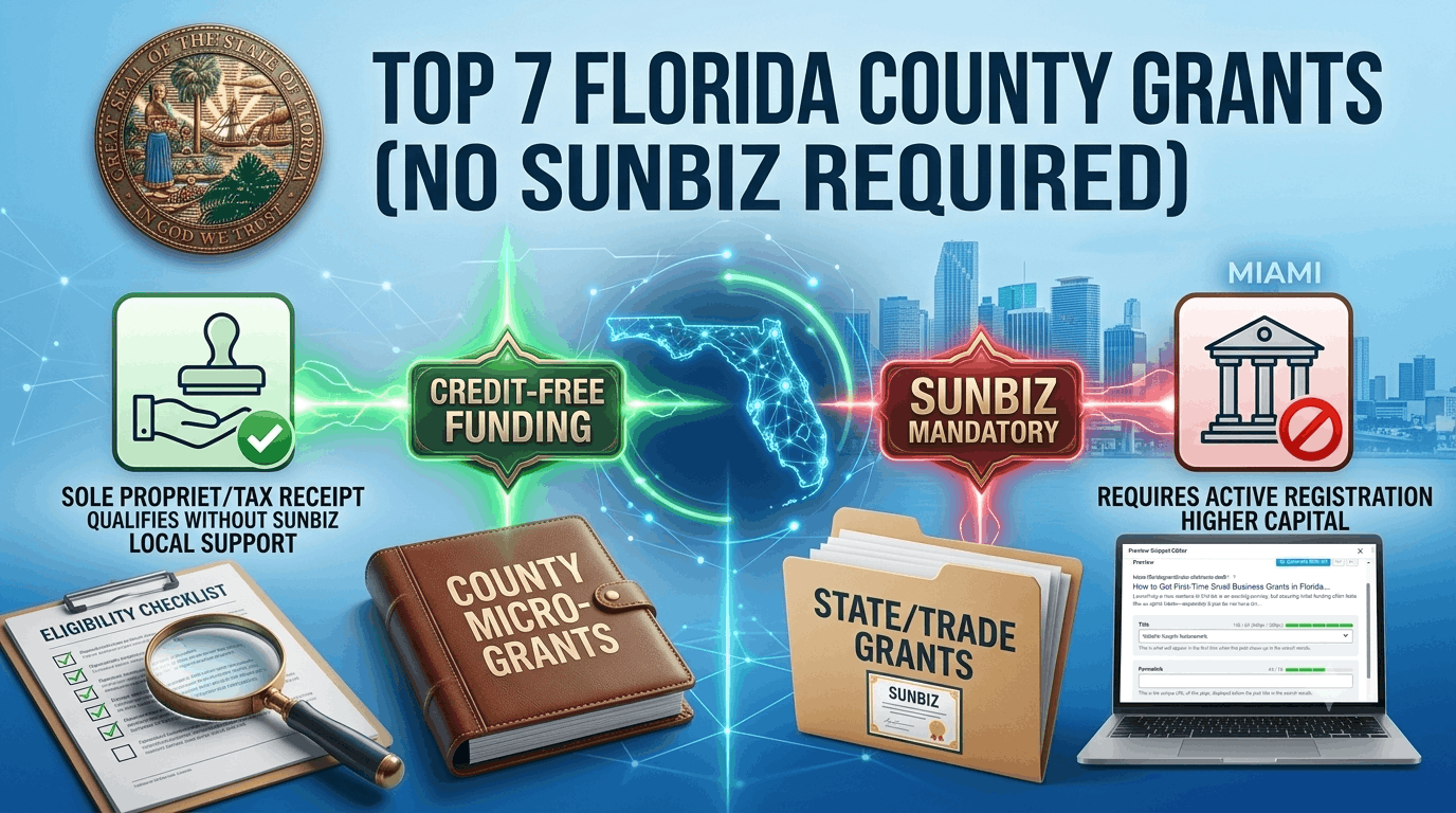 Top 7 Florida Local County Grants That Don’t Require Sun biz Registration (And Which Ones Do)