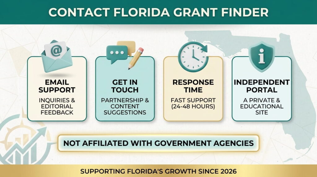Official unique Contact page graphic for Florida Grant Finder support inquiries